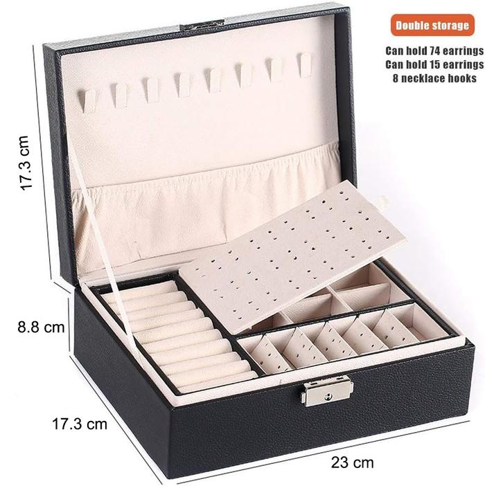 Gambar Kotak Tempat Penyimpanan Perhiasan Emas Jam Tangan Aksesoris Jewelry - 23x17.3 x 8.8cm dari cloudesub.id undefined Tokopedia