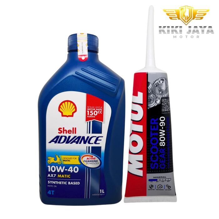 Gambar OLI MOTOR SHELL ADVANCE 4T AX7 MATIC 150CC 10W-40 1L+OLI GARDAN SHELL - +Gardan Motul dari Kikijaya motor undefined Tokopedia