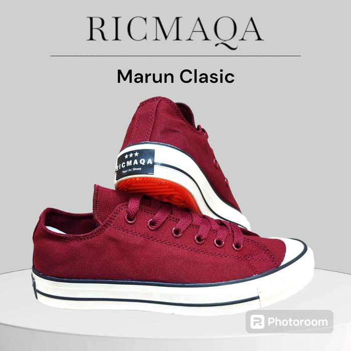 Promo Ricmaqa Sepatu Pria Wanita Sneakers Putih Canvas Terbaru Modell  Allstar Casual Low Clasic Fullputih R-092 Shoes Termurah 36-43 Putih  R-092,