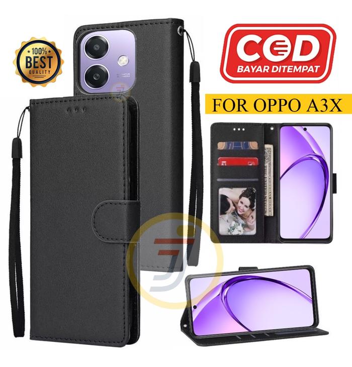 Gambar Flip Case Oppo A3X Case Kulit Full Protection Casing Dompet Hp Premium - Hitam dari Java Acc Store undefined Tokopedia