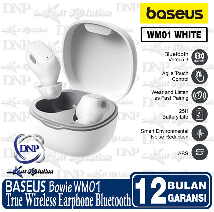 Gambar BASEUS ENCOK WM01 True Wireless Bluetooth Earphone Mini Earbuds TWS - White dari DNP Smart Solution undefined Tokopedia