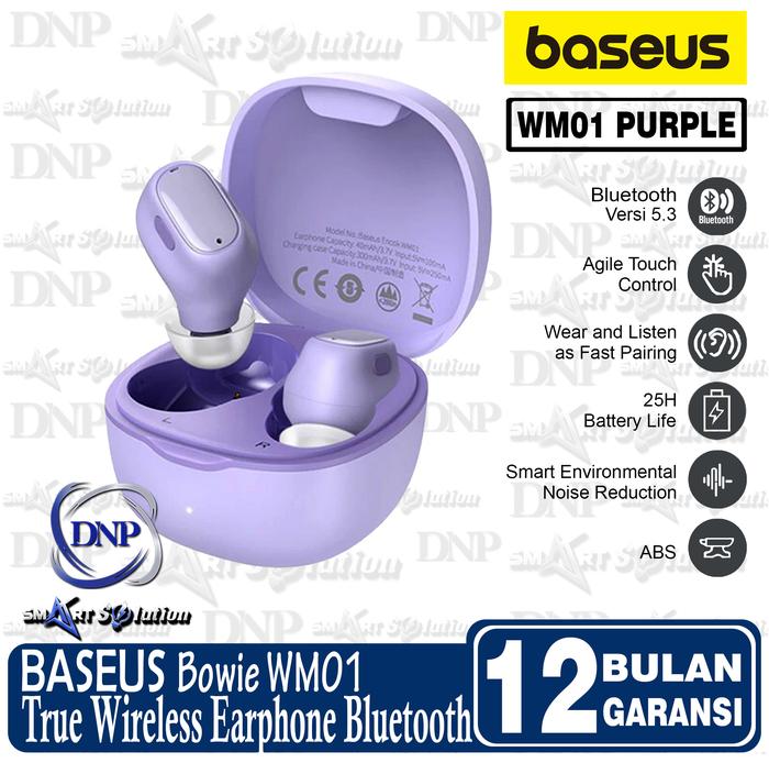 Gambar BASEUS ENCOK WM01 True Wireless Bluetooth Earphone Mini Earbuds TWS - Purple dari DNP Smart Solution undefined Tokopedia