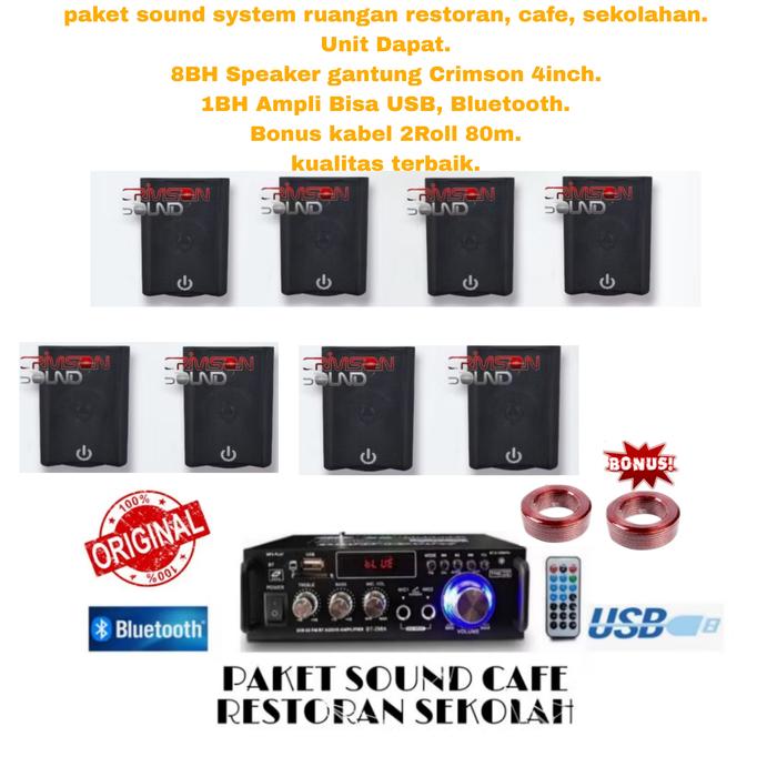 Gambar paket sound system speaker Crimson gantung 8Titik ruangan restoran cafe sekolahan terbaik dari Online shop Elektronic undefined Tokopedia