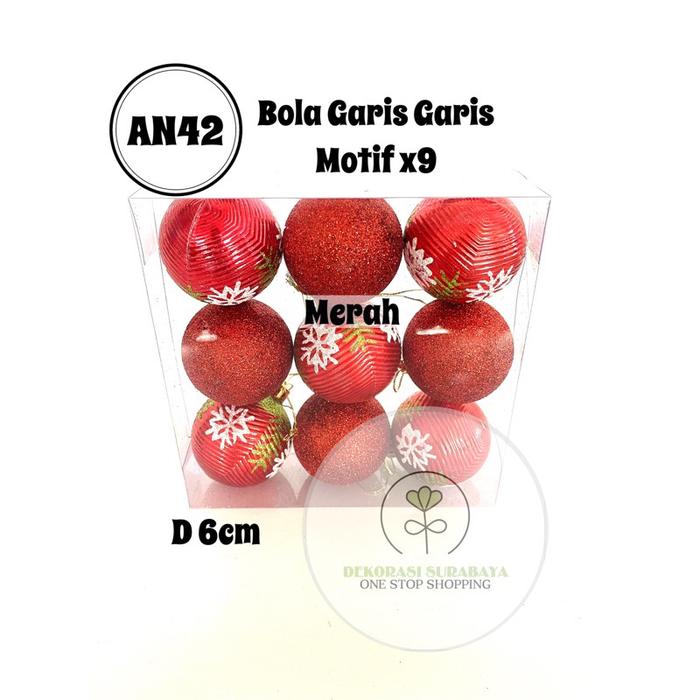 Gambar Dekorasi Natal Bola Natal 6cm x9 (AN42/AN43) - AN42 GarisMrh dari DekorasiSurabaya undefined Tokopedia