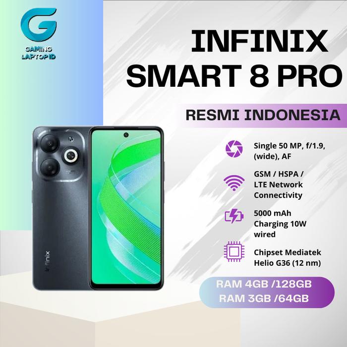 Gambar INFINIX SMART 8 PLUS 4GB 128GB 50MP 6000MAH (BLACK,GOLD,WHITE) - GOLD dari Laptop ONE ITC SBY undefined Tokopedia