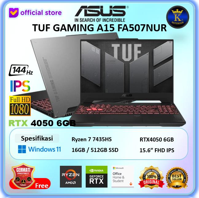 Gambar Asus Tuf Gaming A15 FA507NUR Ryzen 7 7435HS 16GB 512GB RTX4050 6GB W11+OHS 15.6"FHD - NON BUNDLING, 16/512 | W11PRO dari Kingz Notebook undefined Tokopedia