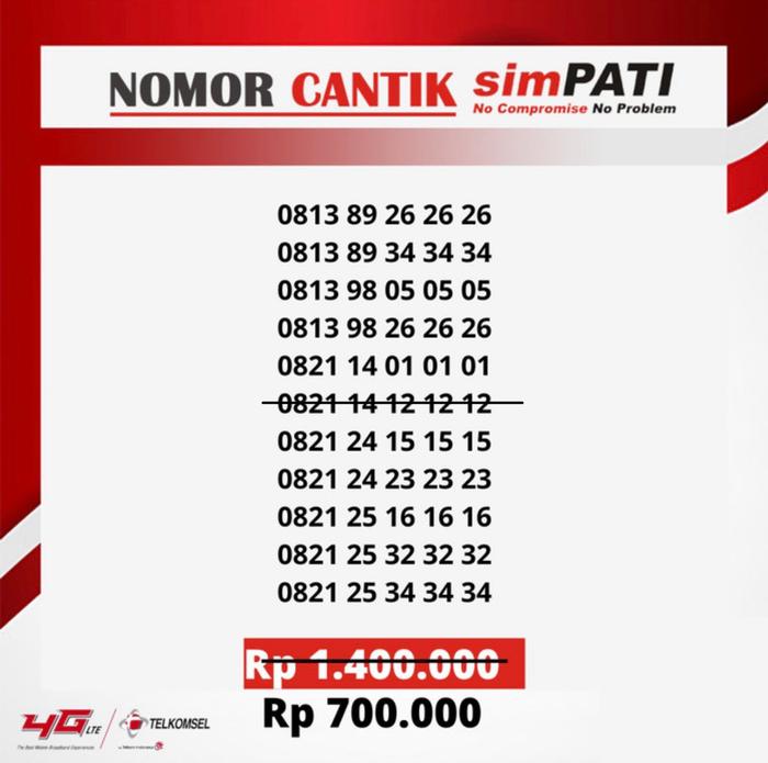 Gambar Nomor Cantik ANGKA URUT KEMBAR ABABAB Simpati Telkomsel As Rp700.000 dari Nomor Cantik Dealer Telkomsel undefined Tokopedia