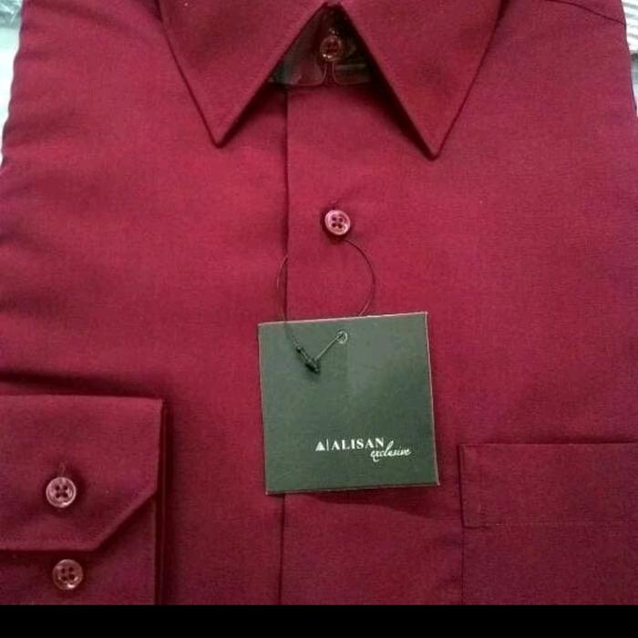 Gambar kemeja ALISAN merah maroon REG FIT/ SLIM FIT . POLOS Panjang - maroon reguler, L dari Pas Mantafff undefined Tokopedia