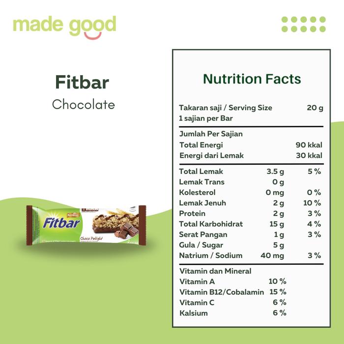 Gambar Fitbar Multigrain Bar 22gr - Snack Sehat dari Australian Oat, Quinoa - Chocolate dari Madegood Market undefined Tokopedia