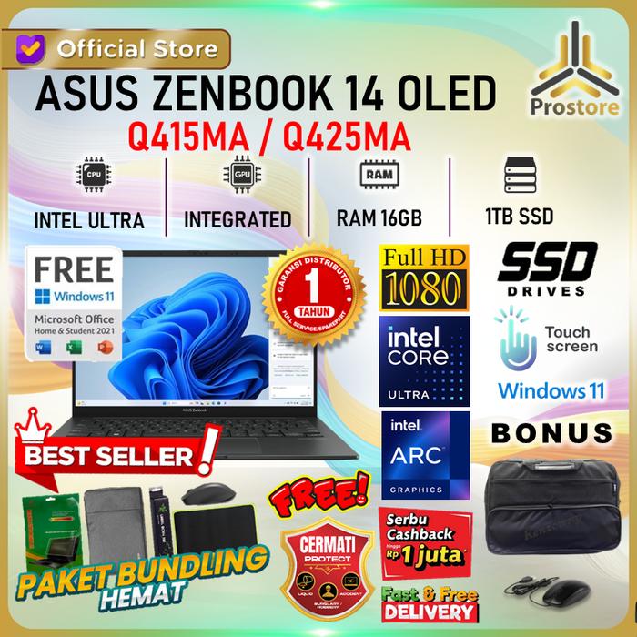 Gambar ASUS ZENBOOK 14 OLED UX3405MA ULTRA 7 ULTRA 5 32GB 1TB W11+OHS 14.0 3K - ULTRA 5 | 8/512, LAPTOP dari ProStoreComputer undefined Tokopedia