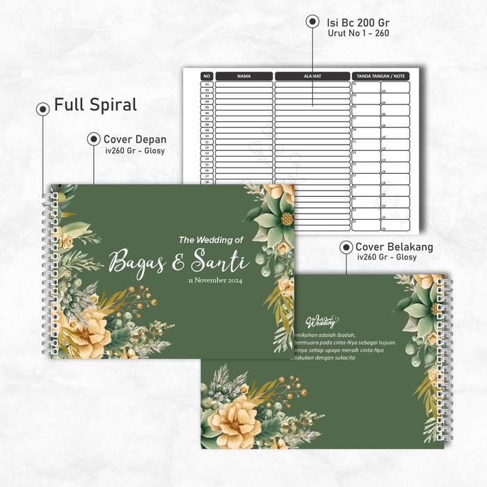 Gambar Buku Tamu Pernikahan CUSTOM / wedding Guest Book / wedding book MODEL softcover - halwa 5, Baris 400 nama dari Snada Printing undefined Tokopedia