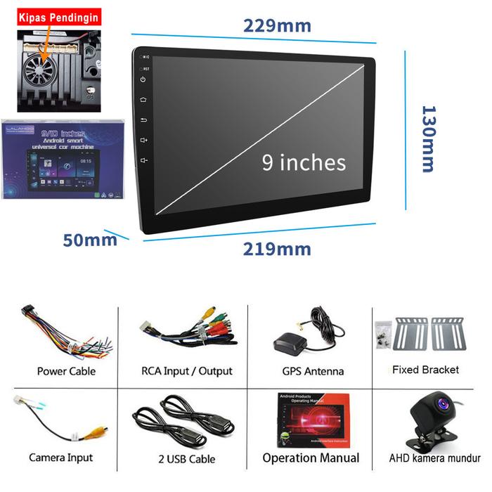 Gambar 【Ada Kipas Pendingin】LALAHOO 9 Inch 6G+64G Android 13 Head Unit Untuk Calya/Sigra 2016-2023 Dengan Frame/PNP Soket IPS Screen Car Radio Multimedia Player GPS Navigation Support WIFI/GPS/Mirrorlink/Split Screen/DSP/Tombol Stir Control/Carplay/Android Auto - 9''+AHD kamera, 4+32+Carplay+VC dari LALAHOO ID undefined Tokopedia