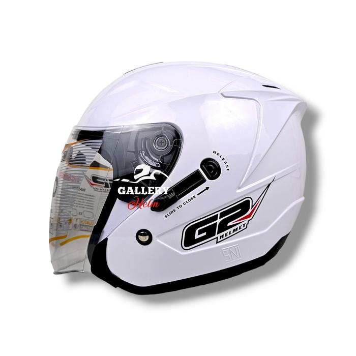 Gambar HELM HALF FACE G2 OPTIMAX SOLID SPOILER | MODEL INK DYNAMIC - putih non paket, M dari Galleryhelm undefined Tokopedia