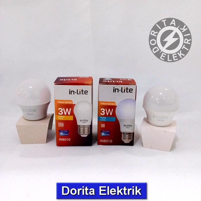 Gambar In-Lite inlite Lampu Bohlam LED Value INB010 3w 5w 7w 9w 11w 15w 18w - 3 watt, putih (6500k) dari Dorita Elektrik undefined Tokopedia