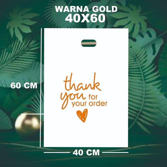 Gambar kantong plastik PE susu 40x60 jumbo motif thank you untuk sprei selimut laundry tas besar - gold, 40x60 dari Queen Plastic undefined Tokopedia