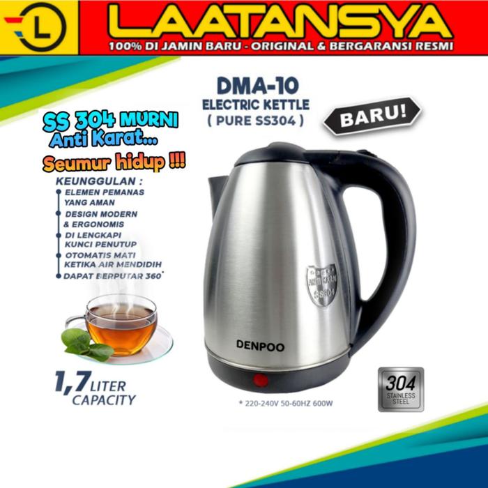Gambar Pemanas Air / Kettle listrik stainless Denpoo DMA-10 - STAINLESS STEEL dari LAA TAN SYA ONLINE STORE undefined Tokopedia