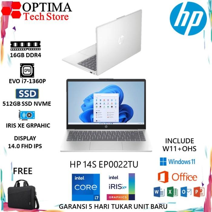Gambar Laptop HP 14S intel Core i7-1360P Ram 16GB 512GB W11+OHS 14.0 FHD IPS - Laptop dari Optima Tech undefined Tokopedia