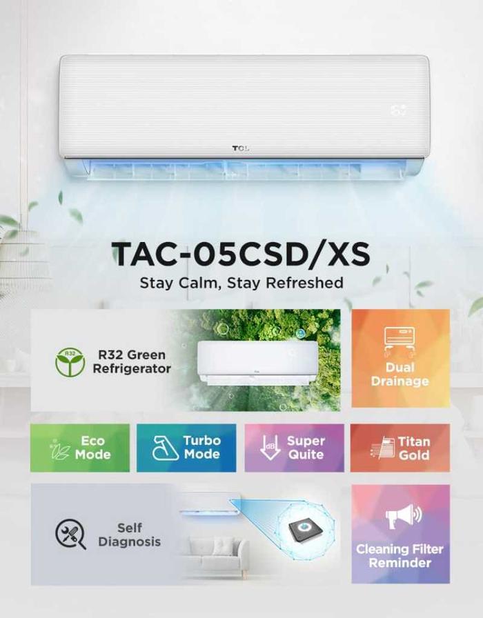 Gambar AC TCL 1/2PK TAC 05 CSD/XS2 / 05CSD ( 1/2PK 350WATT) TYPE BARU dari Angkasa Jaya Elektronik undefined Tokopedia