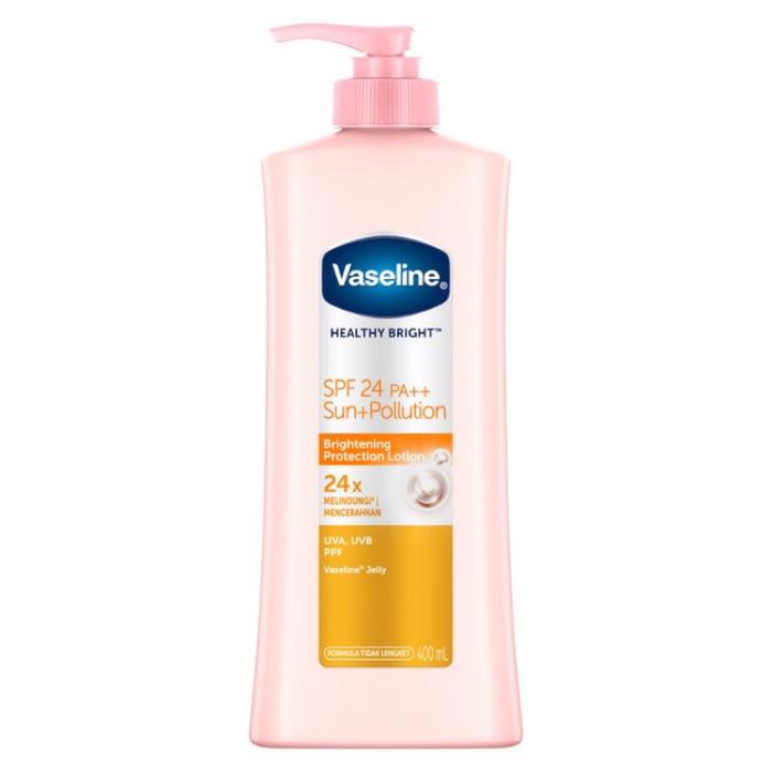 Gambar Vaseline Hand Body Lotion Healthy Bright 400 mL SPF 24 PA++ Sun Pollution UV Extra Brigtening Perfect 10TM Pro-Age 10in1 Intensive Care Aloe Soothe Advanced Strength - Sun Pollution dari lovestyleshoppingofficial undefined Tokopedia