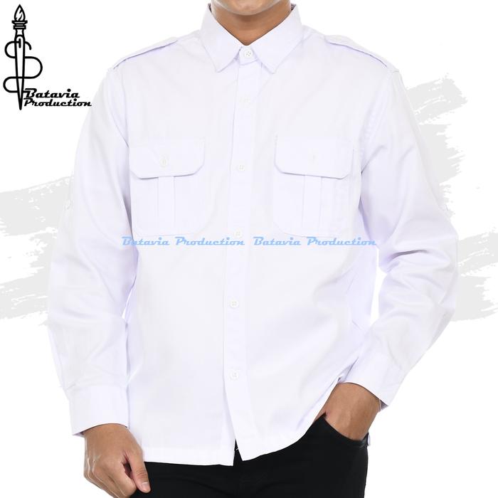 Gambar BAJU KEMEJA PDL PDH TACTICAL SERAGAM KERJA KANTOR LAPANGAN GUNUNG ORGANISASI ASN LENGAN PANJANG AMERICAN DRILL PREMIUM BISA CUSTOM BORDIR SATUAN BY BATAVIA PRODUCTION - WARNA NAVY - Putih, S dari Batavia Production undefined Tokopedia