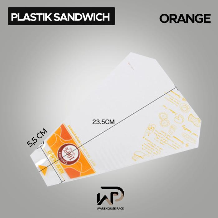 Gambar ( 10 Pcs ) Plastik Sandwich Segitiga | Kemasan Plastik Sandwich 21 cm x 5,5 cm | Plastik Roti Sandwich | Triangle Sandwich Bags - Orange dari Warehousepack undefined Tokopedia