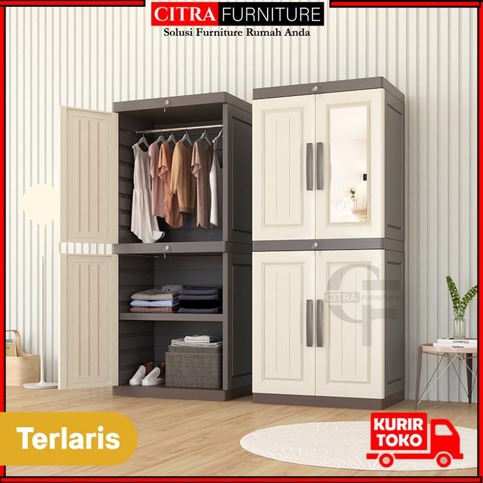 Gambar Lemari Pakaian Baju Plastik Cermin Premium Besar Jumbo - Putih, FULL RAK CERMIN dari Citra furniture undefined Tokopedia