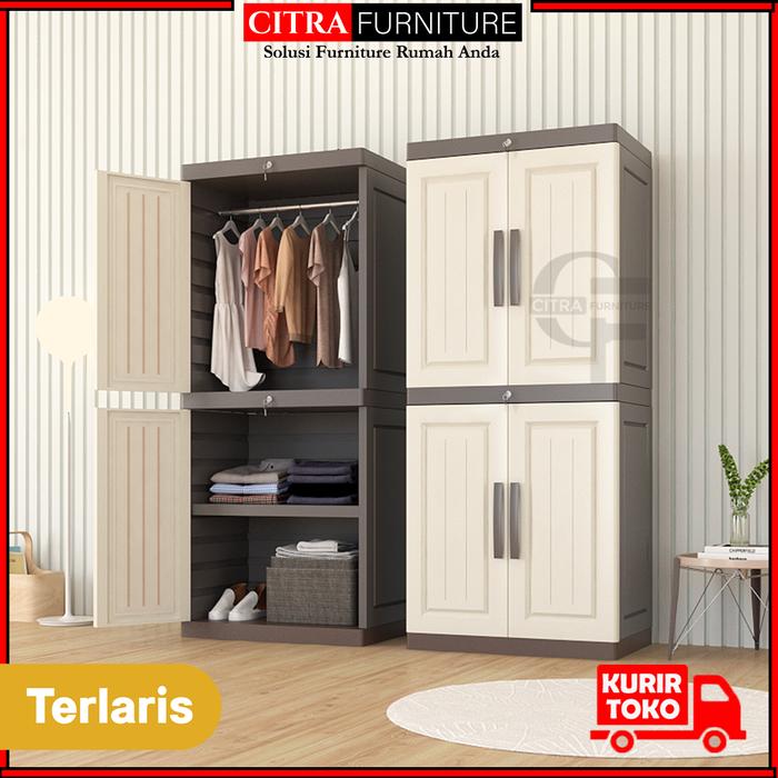 Gambar Lemari Pakaian Baju Plastik Premium Besar Jumbo - Putih, RAK NON KACA dari Citra furniture undefined Tokopedia