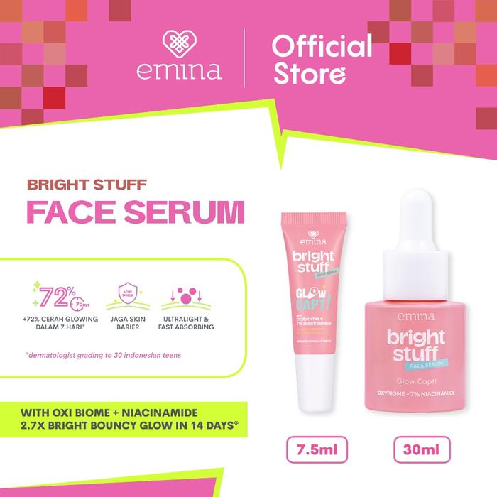 Gambar NEW! Emina Bright Stuff Face Serum - Serum Pelembab Wajah Cerah Glowing Anti Kusam - EMN, BS Serum 30ml dari madame fany undefined Tokopedia