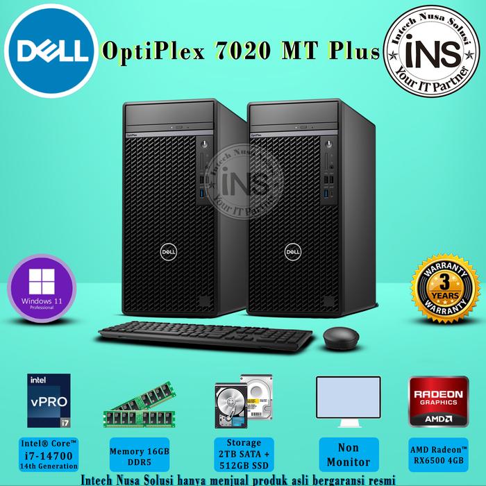 Gambar CPU DELL OptiPlex 7020 MT PLUS i7-14700 16GB 2TB SATA + 512GB SSD/1TB SSD/2TB SSD RX6500 4GB DVDRW WIN11PRO 3YR - 2TB + 512GB SSD dari Intech Nusa Solusi undefined Tokopedia