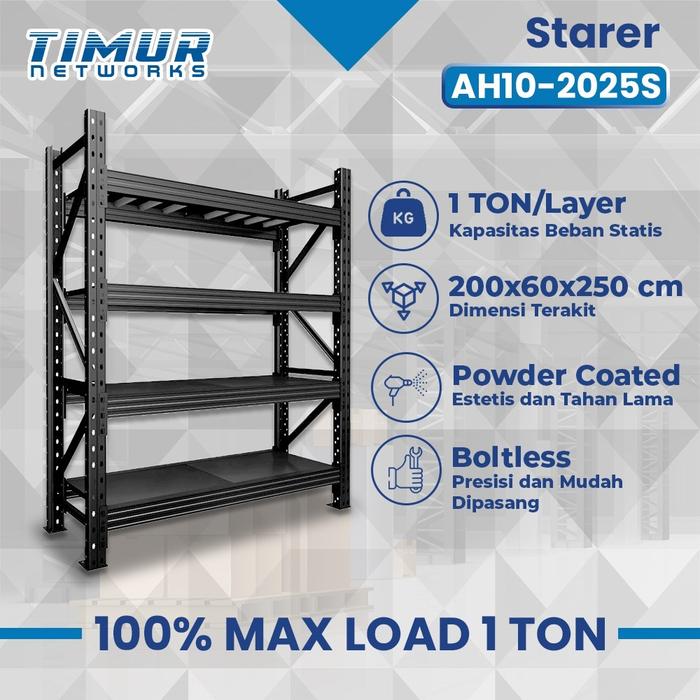 Promo RAK SHELVING BESI 4 SUSUN AH10 1 TON - RAK SHELVING TINGGI 2.5 ...