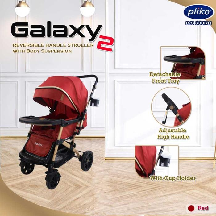 Gambar Makassar! Stroller Pliko Galaxy 2 BS-633RH / Kereta Dorong Bayi Bisa Hadap Depan Belakang / Reversible / Dua Arah - Blue dari Baby Quack undefined 5 Tokopedia