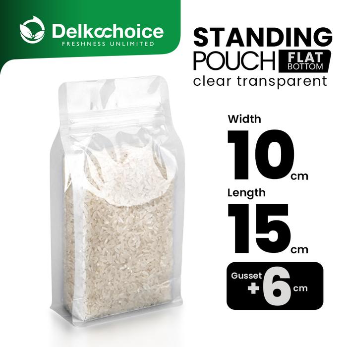 Gambar STANDING POUCH VARIAN FLAT BOTTOM PREMIUM KEMASAN SNACK MURAH SATUAN - FB CLEAR, 13,5CM X 26,5CM dari kilat packing undefined Tokopedia