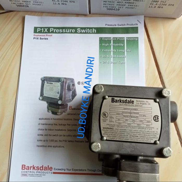 Jual NEW BARKSDALE P1XJ340SST PRESSURE SWITCH 6340 PSI EXPLOSION