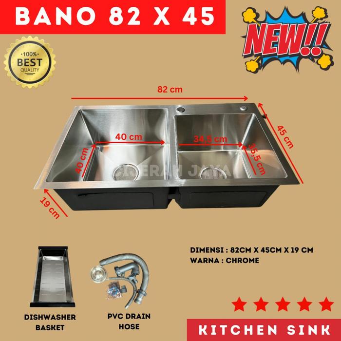 Gambar PAKET BAK CUCI PIRING SINK OSAKA / KITCHEN SINK STAINLESS SUS304 - SILVER 8045 A dari TB Cijerah Jaya undefined Tokopedia