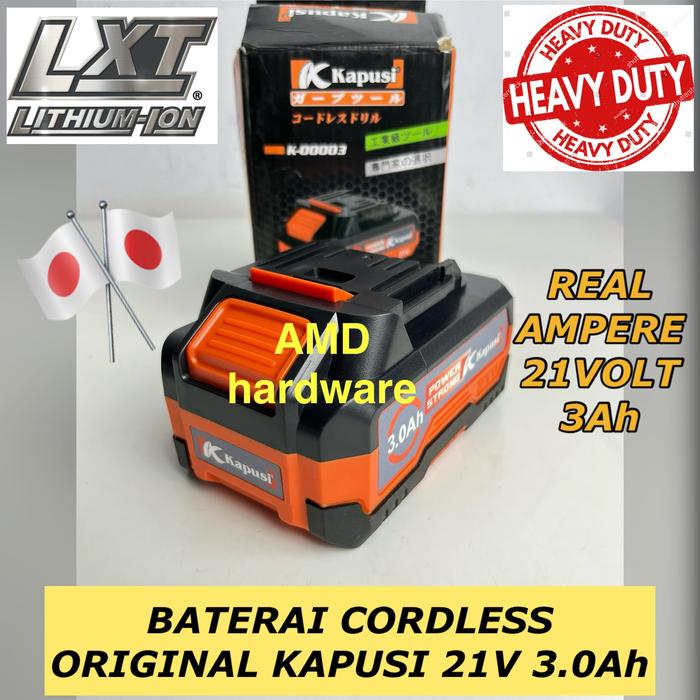 Gambar ORIGINAL KAPUSI JAPAN BATERAI LXT 21V 4Ah 3Ah MESIN CORDLESS BOR IMPACT WRENCH GERINDA CIRCULAR SAW ROTARY HAMMER JET CLEANER 21 Volt 3-4 Ah - KAPUSI 21V 3Ah dari AMD hardware undefined Tokopedia