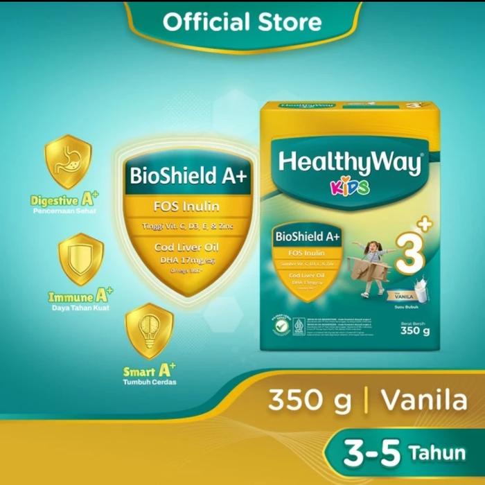 Gambar Susu HEALTHYWAY KIDS (BIOSTIME) KIDS 3+ VANILA , 350GR, susu Healthy Way kids + BIOSHIELD A+ (FOS INULIN, OMEGA, DHA, COD LIVER, VIT C, D3, E dan ZINC) dari Avelyn Co. undefined Tokopedia