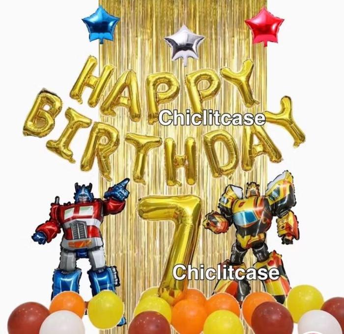 Gambar Paket dekorasi balon ulang tahun anak laki laki tema transformer/robot/optimus/bumblebee - tipe A, angka 1 dari chiclitcase2 undefined Tokopedia
