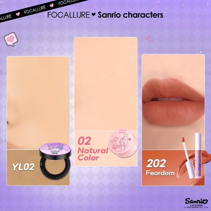 Gambar FOCALLURE X SANRIO 3PCS Matte Cushion Lip Tint Powder SPF50 PA+++ Oil Control - YL02 dari FOCALLURE STORE_NEW undefined Tokopedia