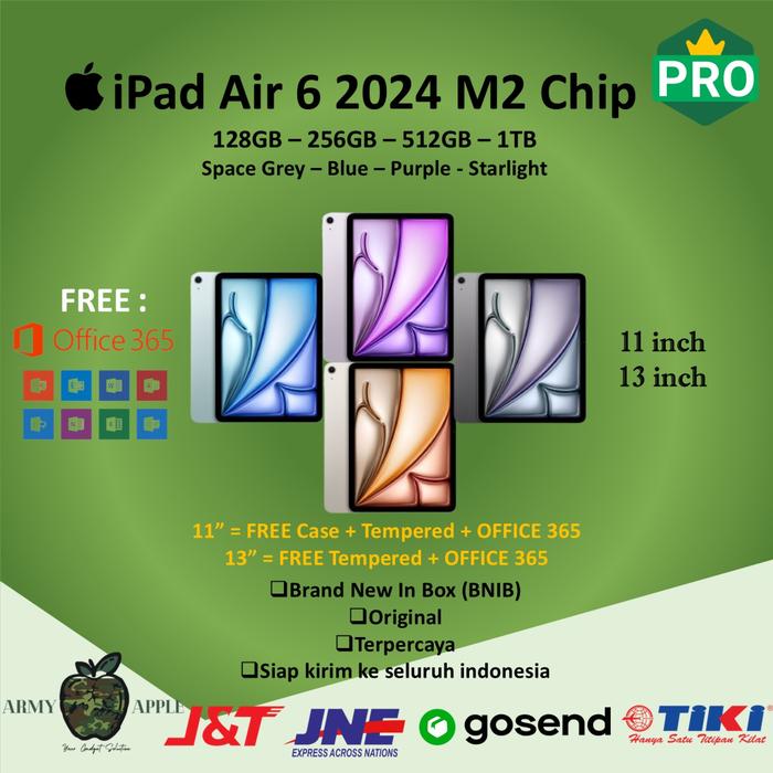 Gambar Apple iPad Air 6 2024 M2 Chip 11 | 13 6th Gen 128GB 256GB 512GB 1TB WiFi Only - 11" 256Gb, Starlight dari armyapple undefined Tokopedia