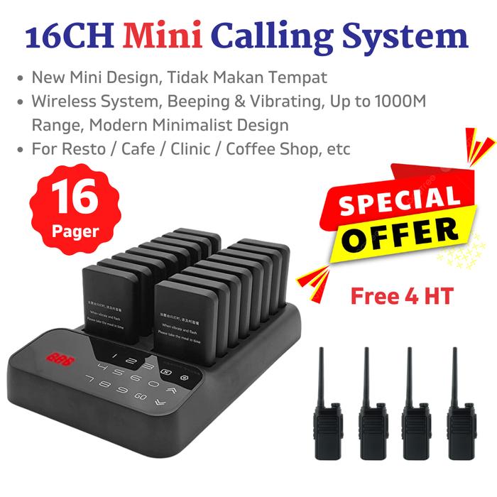 Gambar AUQOZ Wireless Calling System 16CH Pager - Resto Bar Club Guest Paging - 16CH Mini Black dari The Trusted Brand undefined Tokopedia