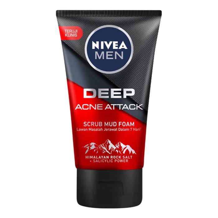 Gambar Nivea Men Face Wash & Scrub 100ml Sabun Muka & Scrub Nivea Men - Acne Attack dari Toko M.Ali undefined Tokopedia