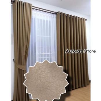 Gambar [NEW] Gorden Smokring Polos  6 Gelombang Bahan Blackout Tebal Premium - Mocca Doff, L130xT200 dari Aurora's Store ID undefined Tokopedia