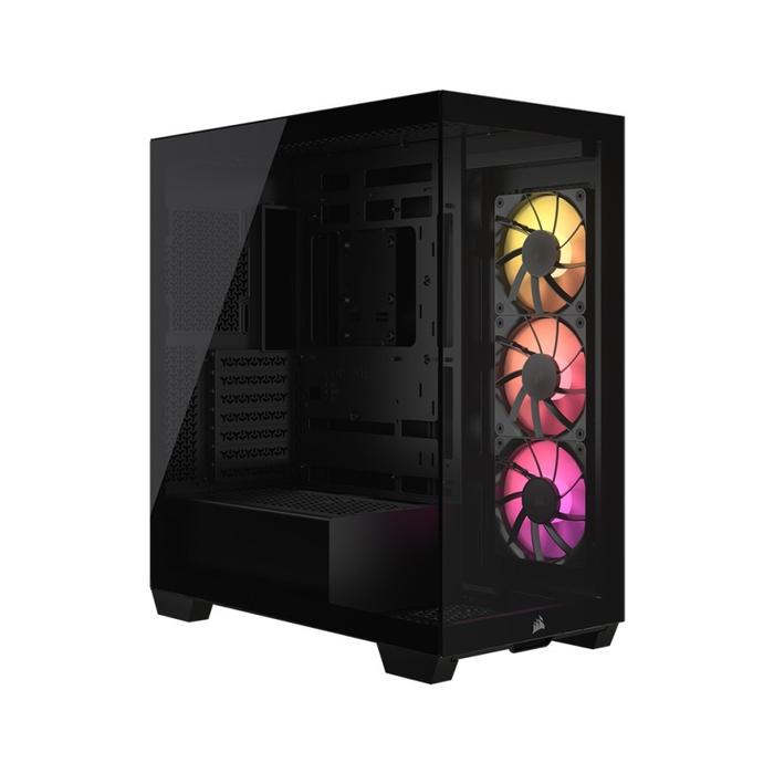 Gambar CORSAIR 3500X TG ARGB PC Gaming Case | Casing E-ATX Mid-Tower (White/Black) - Black, Packing kayu dari EON Tech undefined Tokopedia