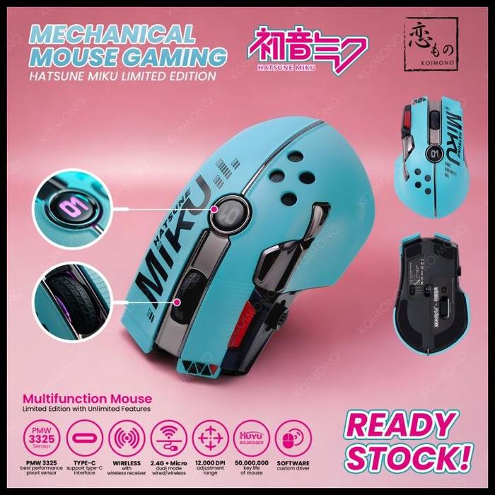 Gambar Koimono Hatsune Miku Wireless Gaming Mouse Official Piapro X Moeyu / Mouse Gaming Hatsune Miku Wireless / Mousepad Deskmat Hatsune Miku Official Terbaru - Mouse dari TOKO MAHA GURU undefined Tokopedia