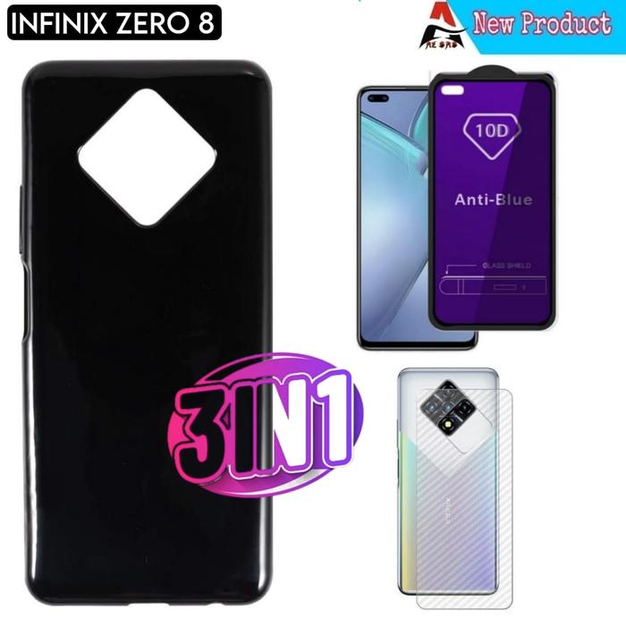 Gambar Casing INFINIX ZERO 8 Hitam Softcase Slim Matte Bonus Tempered Glass Dan Garskin - 3in1 TG Blue dari ALBABCASE undefined Tokopedia