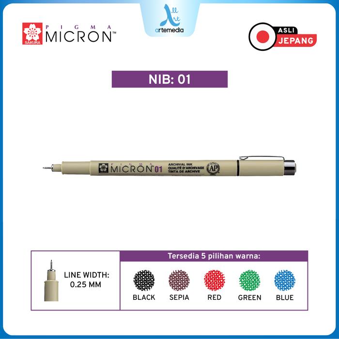 Gambar Drawing Pen Sakura Pigma Micron 01 - 08 - 01, RED dari Artemedia_NEW undefined Tokopedia