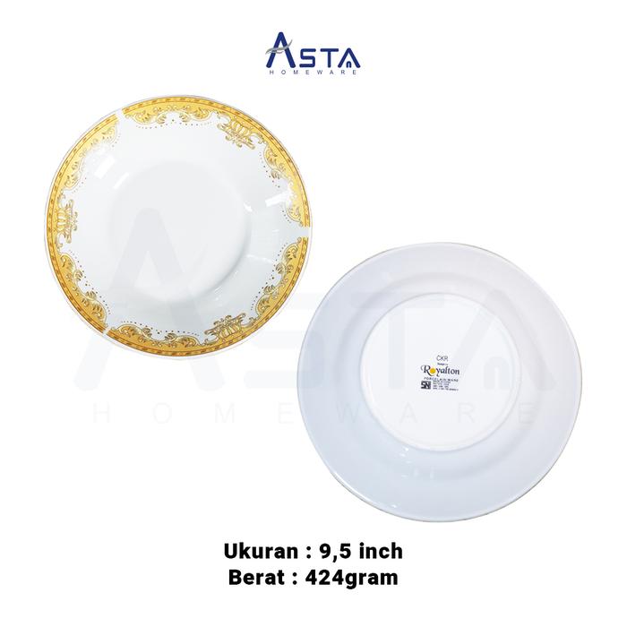 Gambar Asta Piring Makan Lontong Keramik 9,25 inch Piring Porcelain 9,25” - Mahkota emas, 1 pcs dari Asta Homeware undefined Tokopedia