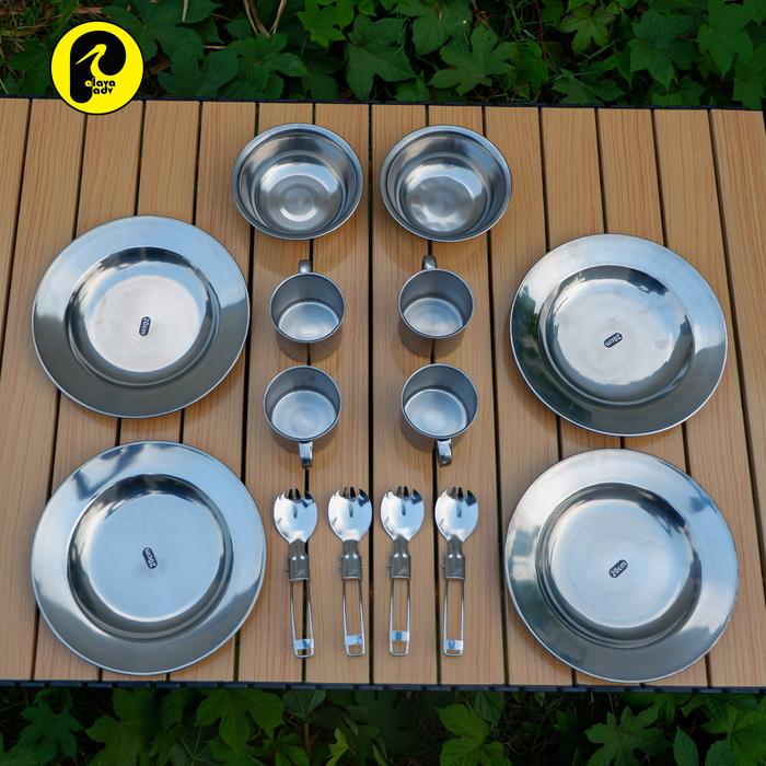 Gambar CEMARA alat makan set 4 orang gelas piring sendok mangkok camping dari palava adv undefined Tokopedia
