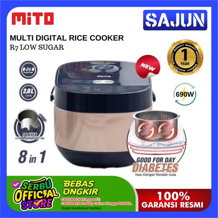 Gambar Mito R7 Low Sugar 2 Liter Multi Digital Rice Cooker 8 in 1 Menu - Dark Gold dari Sajun Electronic Serpong undefined Tokopedia