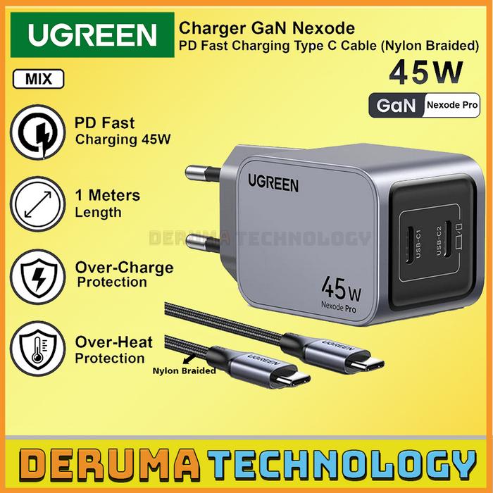 Gambar UGREEN Wall Kepala Charger 65w GaN Nexode PRO Fast Charging PD+QC 4.0 PPS For Laptop Macbook iPad Air Pro iPhone 15 Pro Max Samsung - Nexode Pro 45W dari DERUMA TECHNOLOGY OFFICIAL undefined Tokopedia